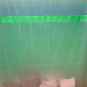 Transparent Bag Painting (green and blue stripe) 