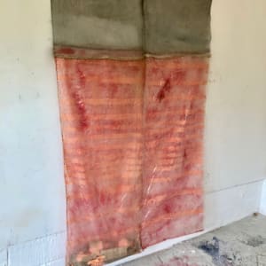Transparent Bag Painting (orange stripes, red wax) by Howard Schwartzberg 