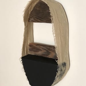 Open Space Bandage Painting (Black Oval Split Wood) by Howard Schwartzberg 