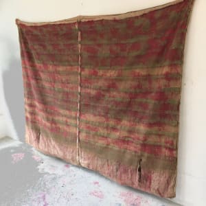 Inside-Out Burlap Bag Painting (red two slits) by Howard Schwartzberg
