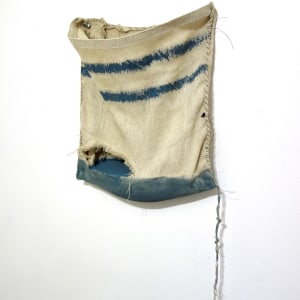 Pouch Painting (blue/grey stripes and slit) 