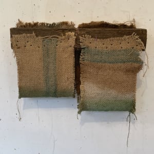 4Suspended Painting (green horizontal vertical two levels) by Howard Schwartzberg 
