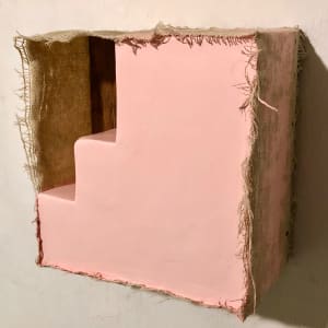 Open Space Bandage Painting (Pink Steps) by Howard Schwartzberg 