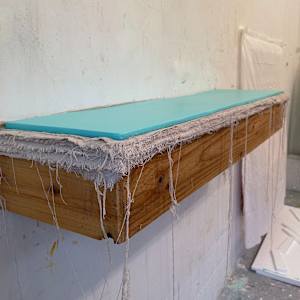 Bed Painting (aqua mint thin wave) by Howard Schwartzberg 