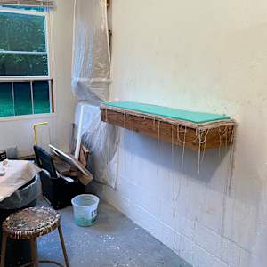Bed Painting (aqua mint thin wave) by Howard Schwartzberg 