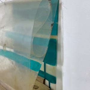 Plastic Bag Painting (pearl turquoise stripes) by Howard Schwartzberg 