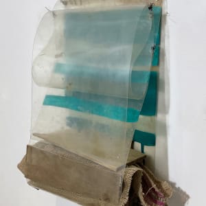 Plastic Bag Painting (pearl turquoise stripes) by Howard Schwartzberg