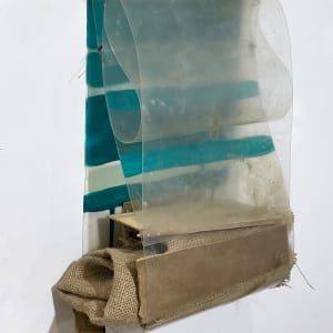 Plastic Bag Painting (pearl turquoise stripes) by Howard Schwartzberg 