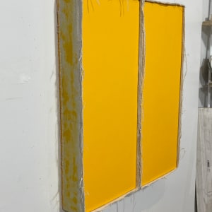 Double Open Bandage Painting (deep yellow) minus support by Howard Schwartzberg 