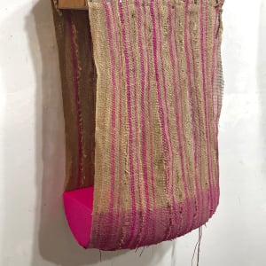 Suspended Painting (magenta, with sewn vertical stripes) open side by Howard Schwartzberg