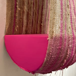 Suspended Painting (magenta, with sewn vertical stripes) by Howard Schwartzberg 