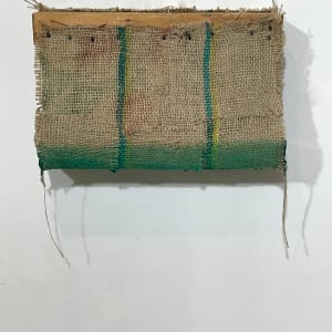 Suspended Painting (green, with two sewn vertical stripes) by Howard Schwartzberg 
