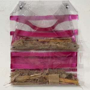 Plastic Bag Painting Two Levels (metallic pink stripes) by Howard Schwartzberg 