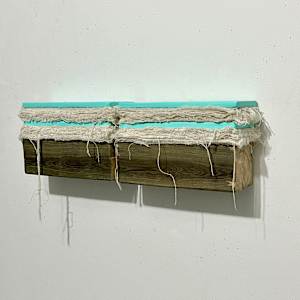 Bed Painting (aqua mint) Stripes by Howard Schwartzberg, Image 7.