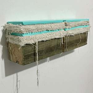 Bed Painting (aqua mint) Stripes by Howard Schwartzberg, Image 5.