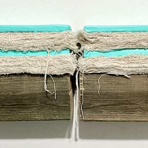 Bed Painting (aqua mint) Stripes by Howard Schwartzberg, Image 6.