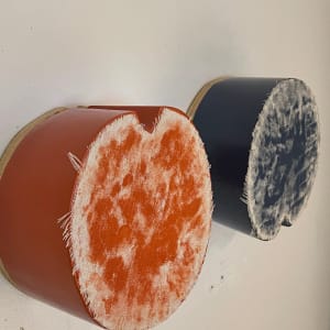 Bandage Painting (orange/blue compass) by Howard Schwartzberg