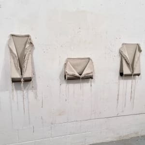 Pouch Painting (center tear, black vertical) by Howard Schwartzberg, Image 5.