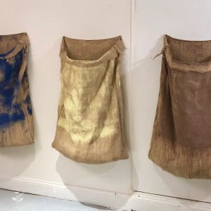 Inside-Out Burlap Bag Painting (mauve monochrome) 