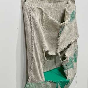 Pouch Painting  (blue green with stripes) by Howard Schwartzberg 