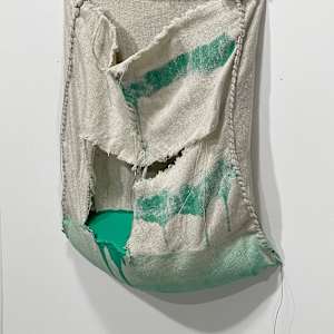 Pouch Painting  (blue green with stripes) by Howard Schwartzberg 