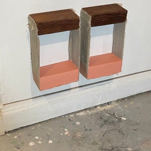 Suspended Painting (orange/pink, level pair) by Howard Schwartzberg