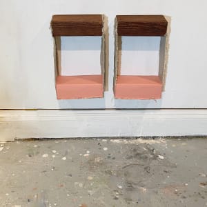Suspended Painting (orange/pink, level pair) by Howard Schwartzberg 