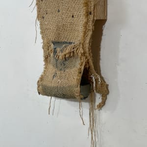 Suspended Pouch Painting (grey) burlap by Howard Schwartzberg 