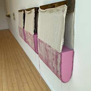 Suspended Painting (fuchsia shade triptych) by Howard Schwartzberg 