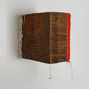 Bandage Painting (red/orange, one side) by Howard Schwartzberg, Image 6.
