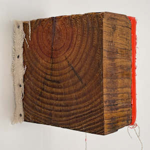Bandage Painting (red/orange, one side) by Howard Schwartzberg, Image 4.
