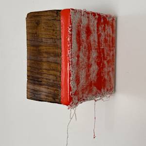 Bandage Painting (red/orange, one side) by Howard Schwartzberg, Image 8.