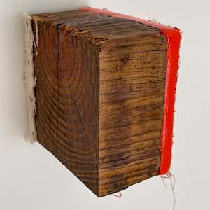 Bandage Painting (red/orange, one side) by Howard Schwartzberg, Image 10.