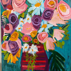 Red Vase In Bloom by Sheryl Siddiqui Art