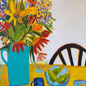 Pears With Floral and Chair by Sheryl Siddiqui Art