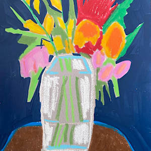 Navy and Brown floral by Sheryl Siddiqui Art