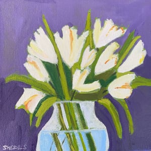 White Tulips Purple by Sheryl Siddiqui Art