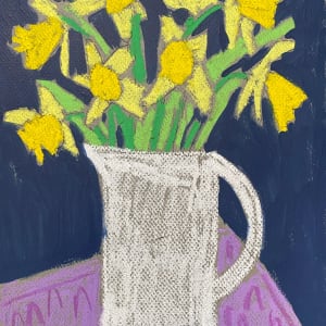 Daffodils in a White Vase by Sheryl Siddiqui Art
