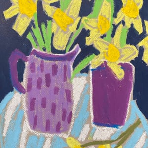 Daffodils in Purple Vases by Sheryl Siddiqui Art