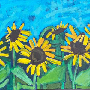 Sunflower on Teal by Sheryl Siddiqui Art