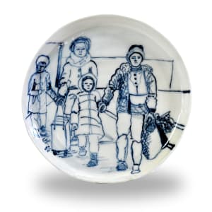 Refugee Plates - Blue,  Glazed, Image 2.