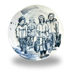 Refugee Plates - Blue,  Glazed, Image 3.