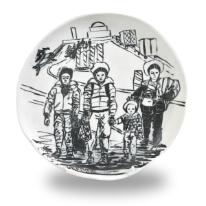 Refugee Plates - Blue,  Glazed, Image 4.