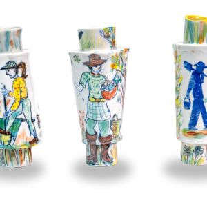 Gardeners 3 porcelain vessels 2 Sold Silhouette + Rake sold by Gail Altschuler, Image 1.