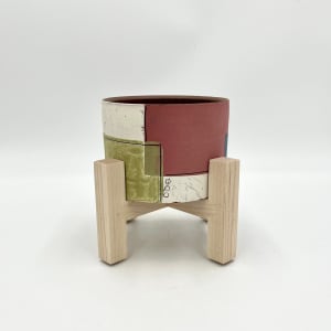 Planter with Wood Stand by Anna Szafranski 