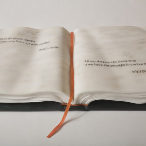 MARBLE CARVING OF A BOOK THE POWER OF KNOWLEDGE by Robin Antar