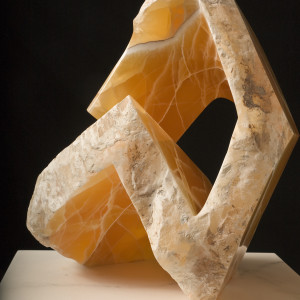 STONE SCULPTURE SHOWING SOMEONE THINKING, THE THINKER by Robin Antar 