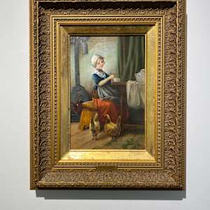 Dutch Girl with Hens by F. Tilgner (1871 - 1957) 