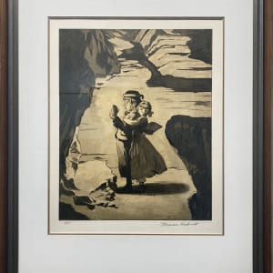 The Grotto, Tom Sawyer and Becky in the Cave - Sepia by Norman Rockwell (1894 - 1978)