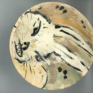 Large Rabbit Bowl with Lid by Ron Meyers 